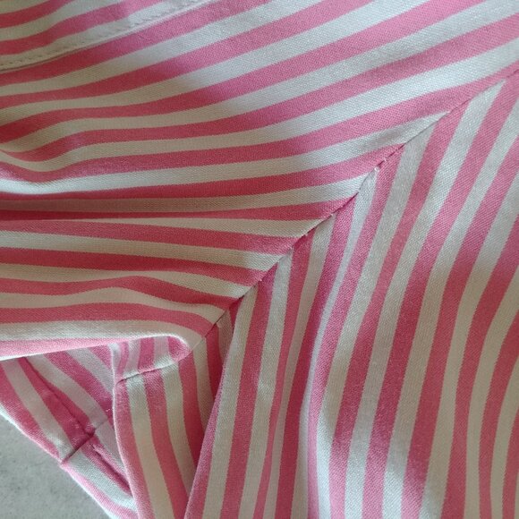 Theory Womens Medium pink white striped button down shirt blouse cotton - Picture 16 of 16